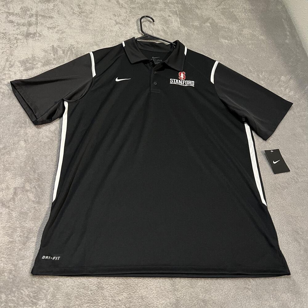 Nike Stanford Polo Shirt Mens Large Black Dri-FIT Recreation Wellness Athletic